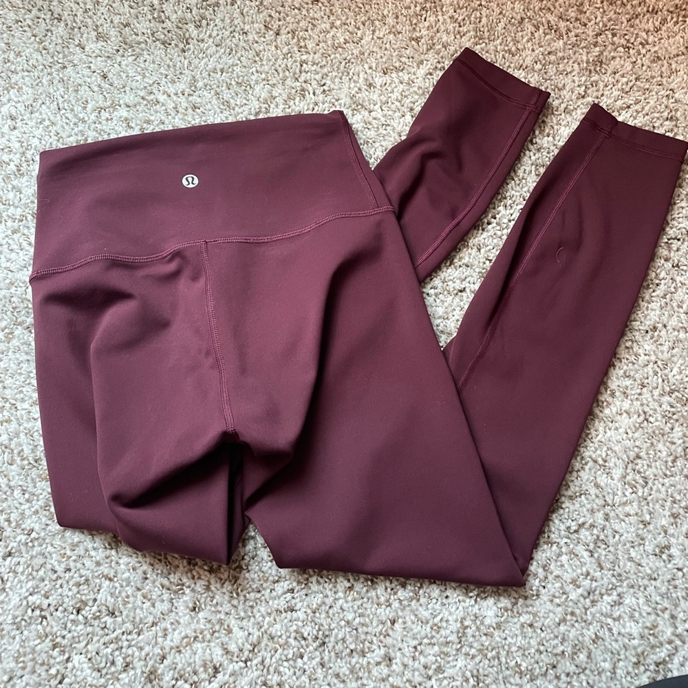 Maroon colored leggings